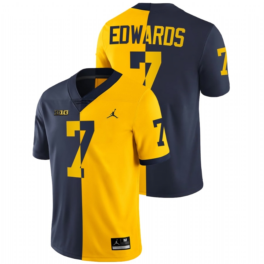 Michigan Wolverines Men's NCAA Donovan Edwards #7 Navy Maize Split Limited Edition 2021-22 College Football Jersey NEI4549BP